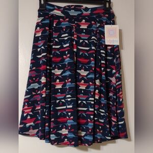 LuLaRoe Navy Multicolor Geometric Pattern Skirt XS